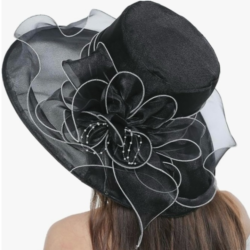 Elegant Black Women's Hat with Floral Design